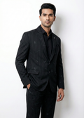 Triangle | Men’s Signature Black Pinstripe Jacquard 2-Piece Suit