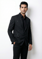 Triangle | Men’s Signature Black Pinstripe Jacquard 2-Piece Suit