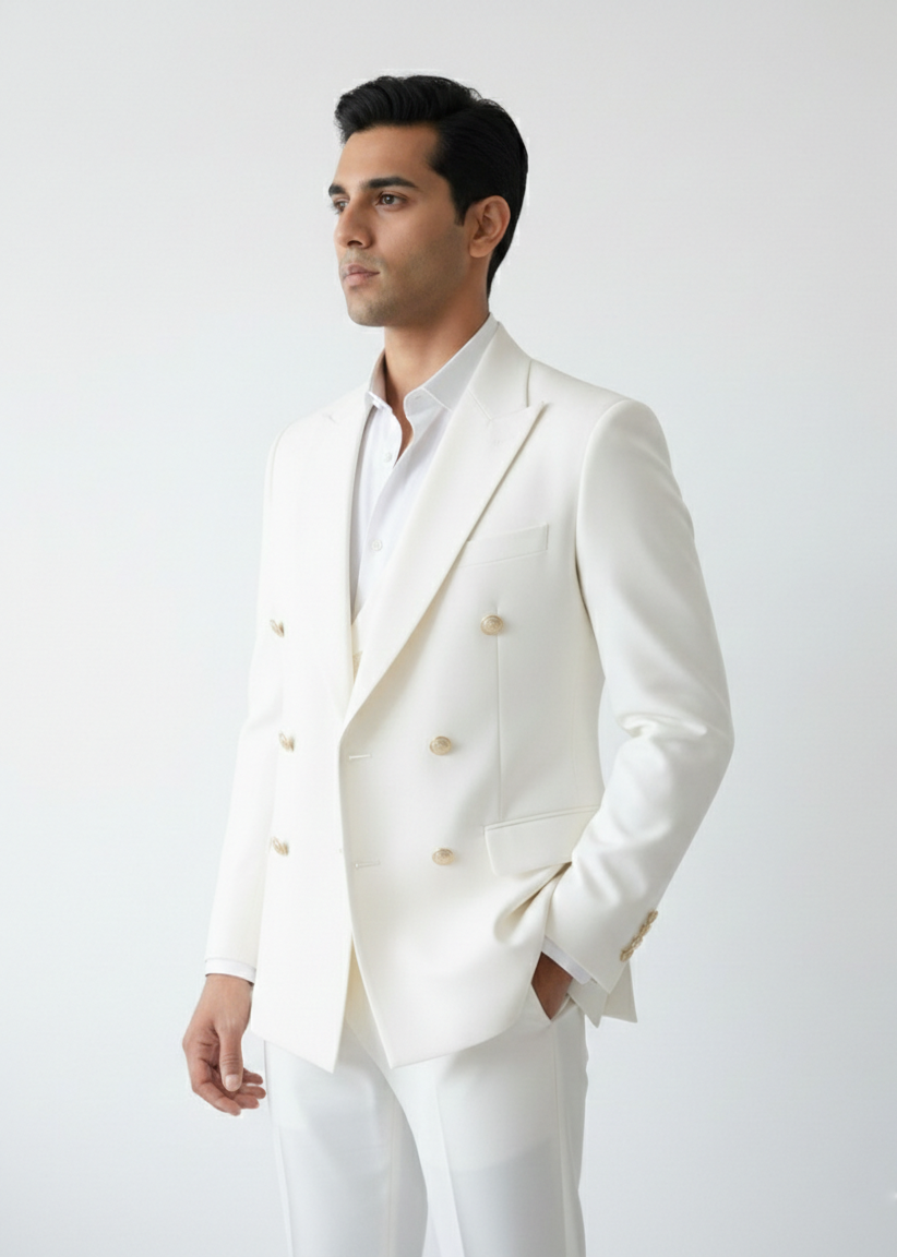 The Ivory Double-Breasted Statement Suit
