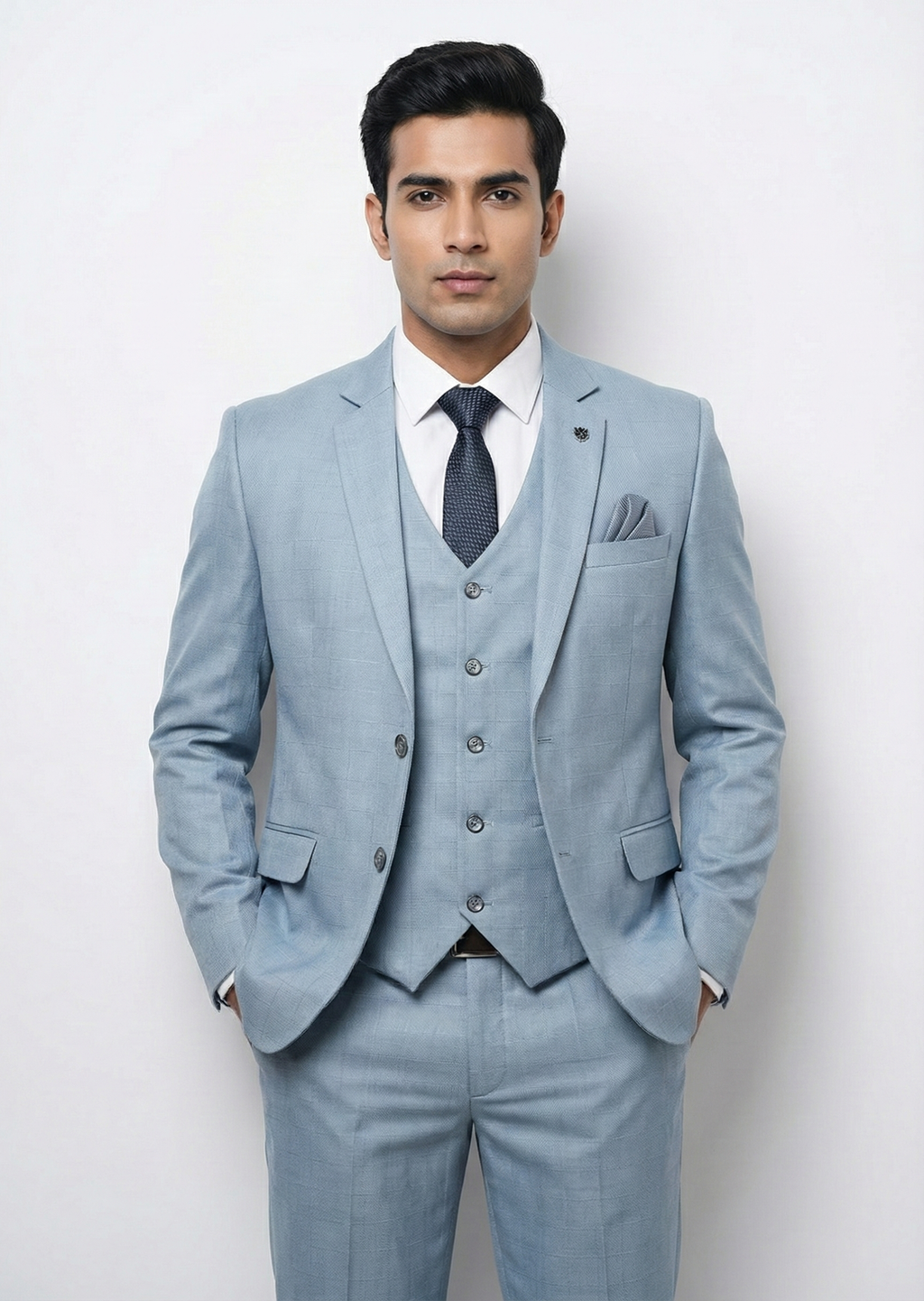 Traingle Men’s Powder Blue Slim-Fit Ensemble