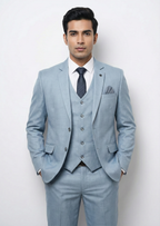 Traingle Men’s Powder Blue Slim-Fit Ensemble