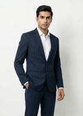 Dark Navy Pinstripe Suit |Full-Length Pinstripe Ensemble Suit