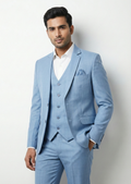 Traingle Men’s Powder Blue Slim-Fit Ensemble