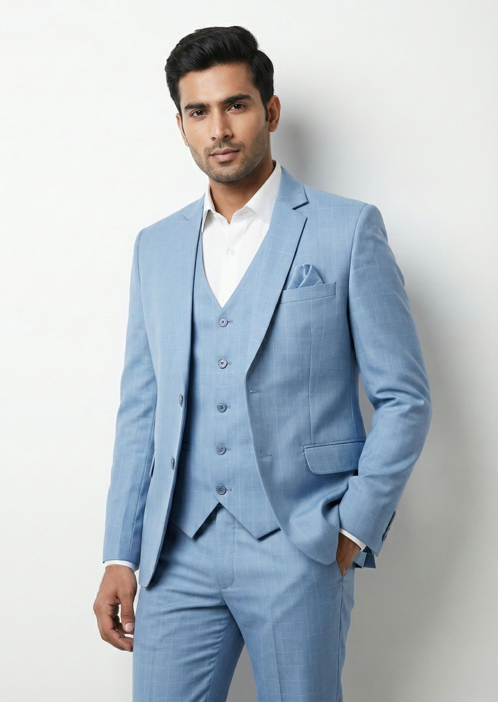 Traingle Men’s Powder Blue Slim-Fit Ensemble