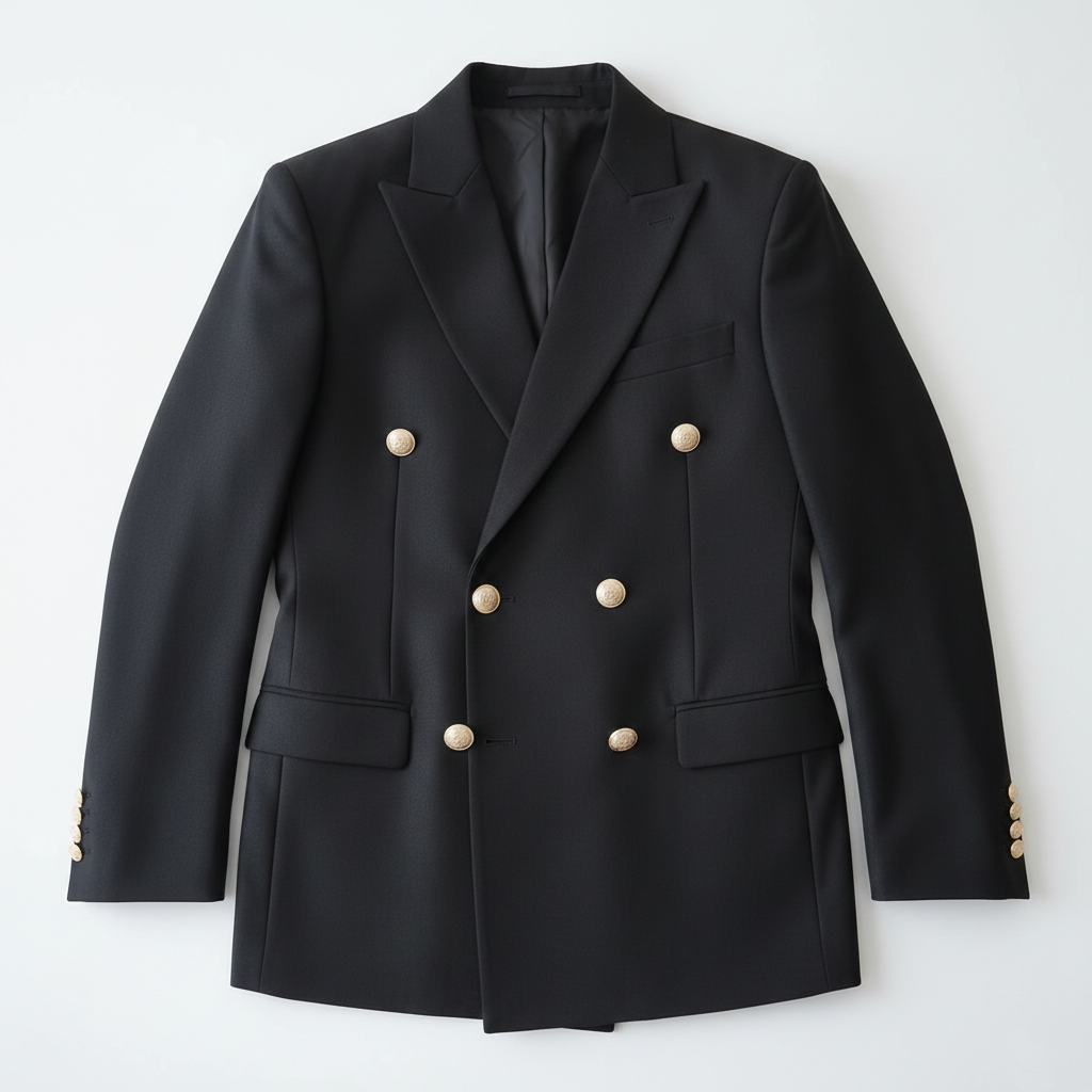The Traingle Signature Noir Double-Breasted Blazer