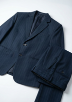 Dark Navy Pinstripe Suit |Full-Length Pinstripe Ensemble Suit