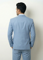 Premium Men's Formal Light Blue Slim Fit Business Suit, 2-Piece Set with Blazer and Trousers, Professional Wear for Office and Events
