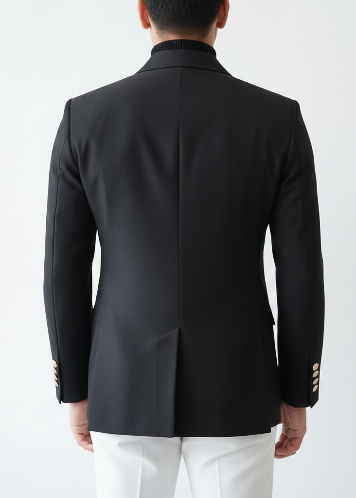 The Traingle Signature Noir Double-Breasted Blazer