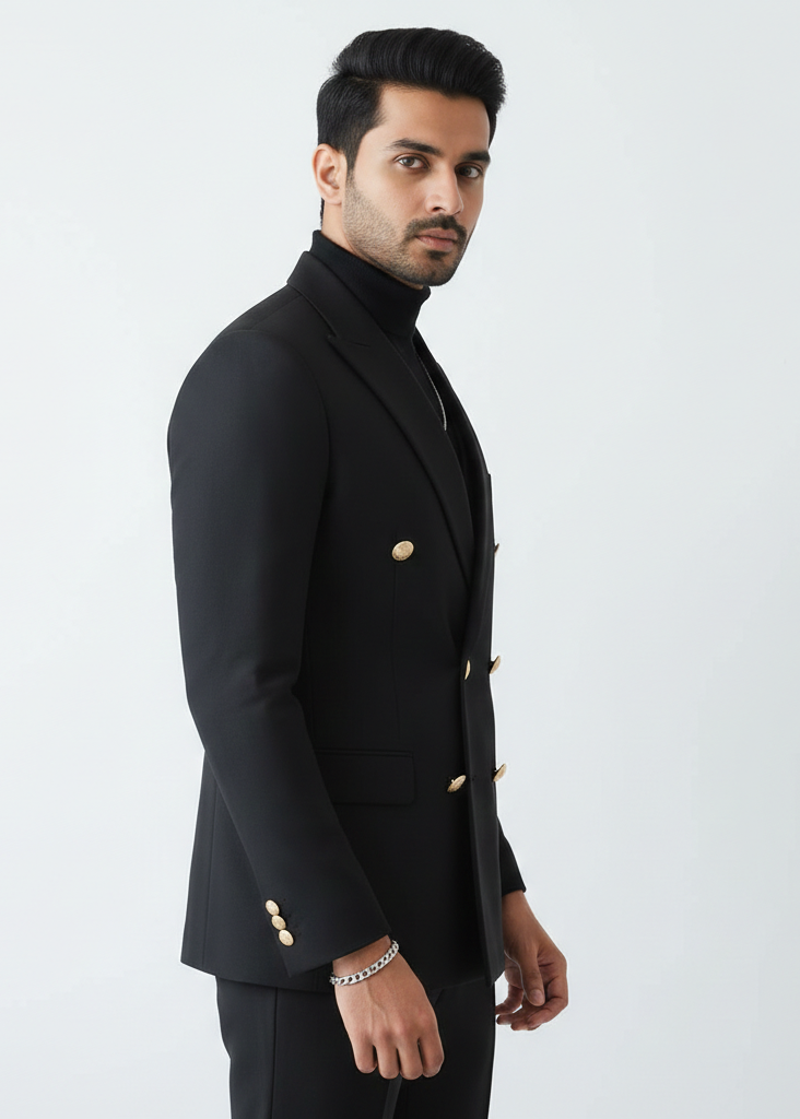 The Traingle Signature Noir Double-Breasted Suit