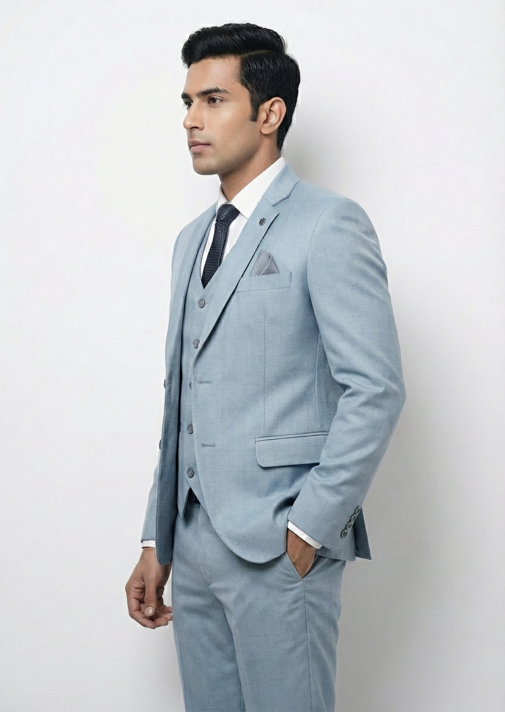 Traingle Men’s Powder Blue Slim-Fit Ensemble