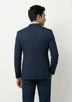 Dark Navy Pinstripe Suit |Full-Length Pinstripe Ensemble Suit
