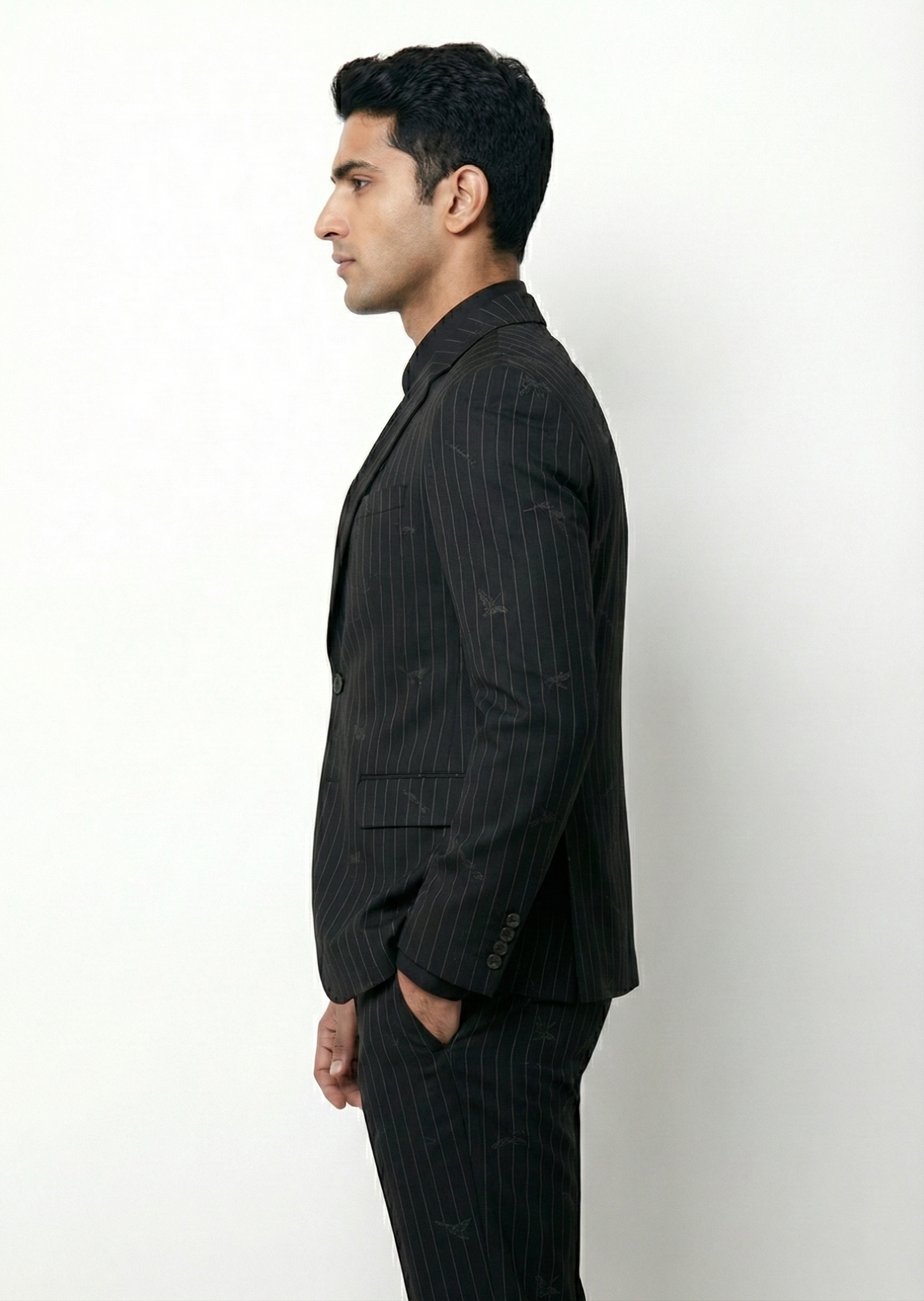 Triangle | Men’s Signature Black Pinstripe Jacquard 2-Piece Suit