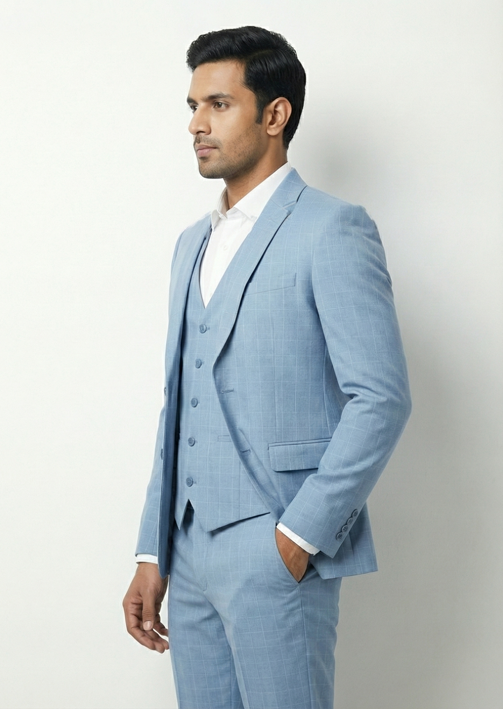 Traingle Men’s Powder Blue Slim-Fit Ensemble