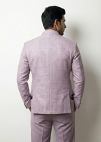 Men Geometric Print Bandhgala Festive & Wedding Blazer (Purple)