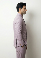 Men Geometric Print Bandhgala Festive & Wedding Blazer (Purple)