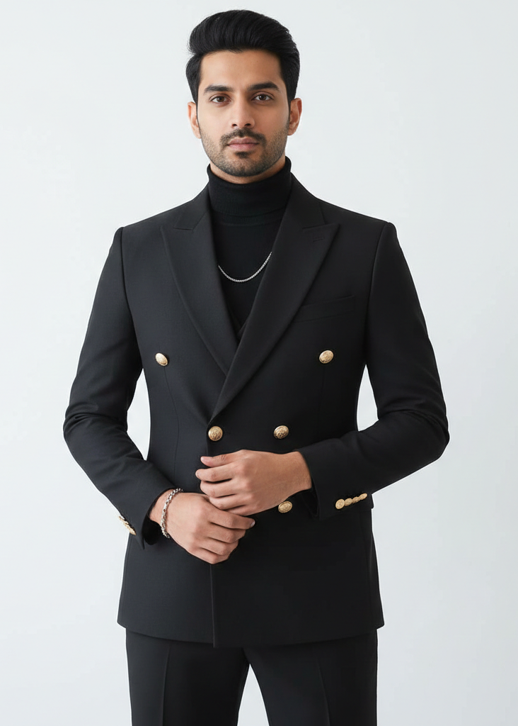 The Traingle Signature Noir Double-Breasted Suit