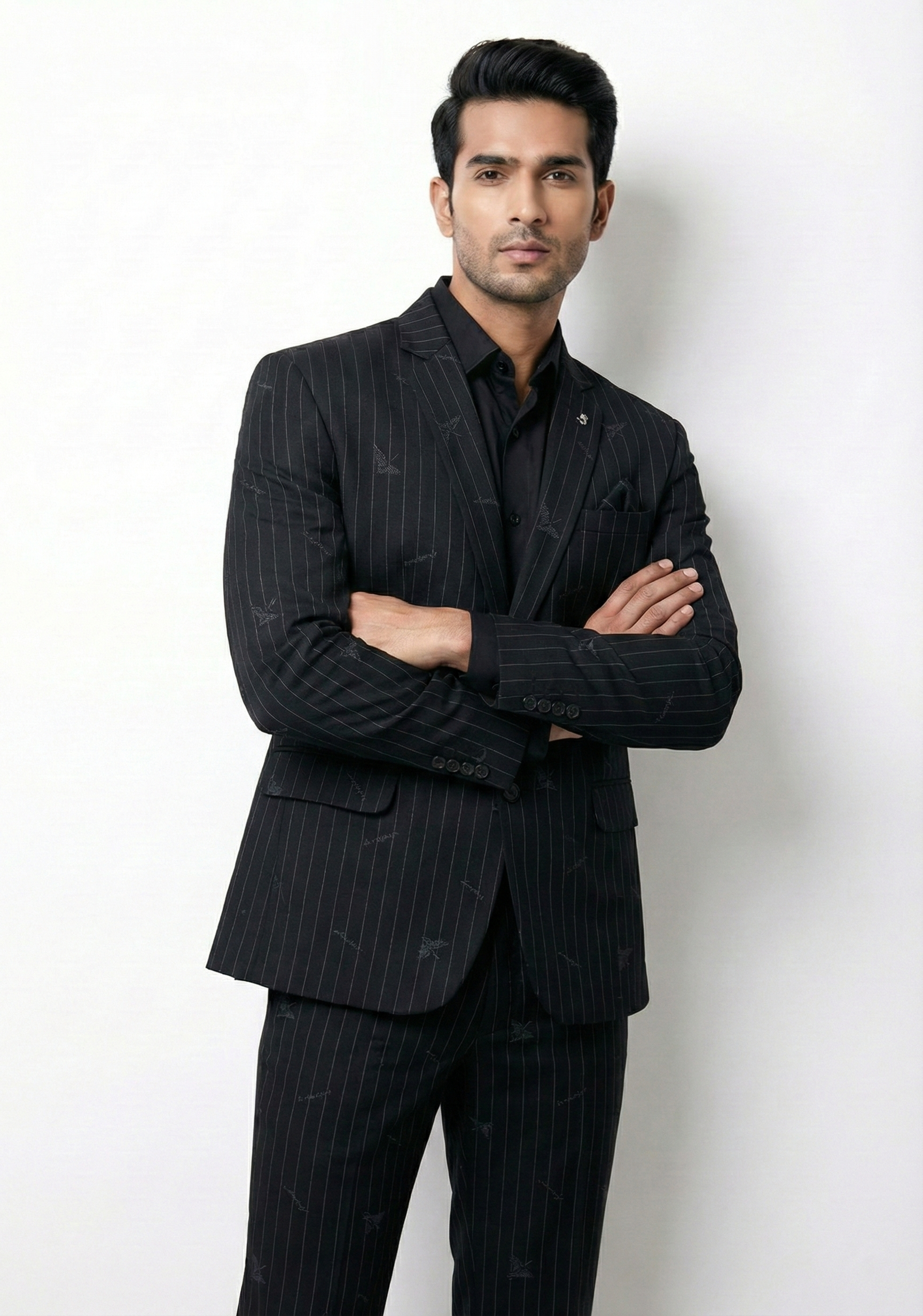 Triangle | Men’s Signature Black Pinstripe Jacquard 2-Piece Suit
