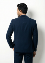 Triangle Premium Navy Blue 3-Piece Suit with Textured Waistcoat