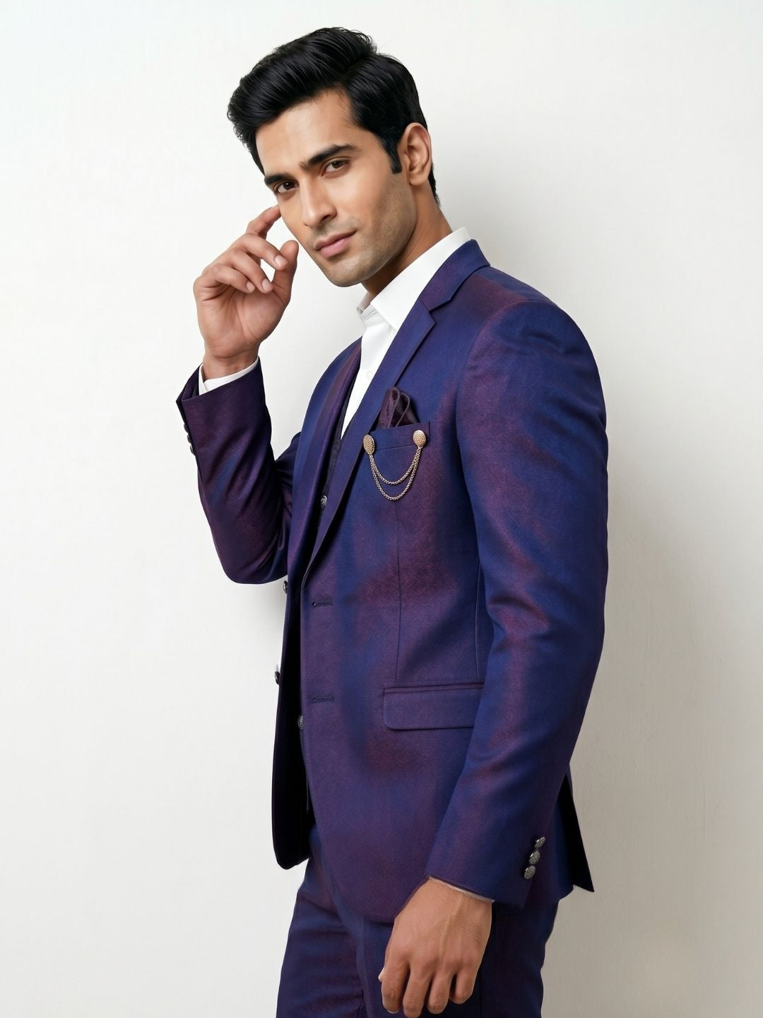 Triangle Premium Iridescent Blue & Purple Three-Piece Suit