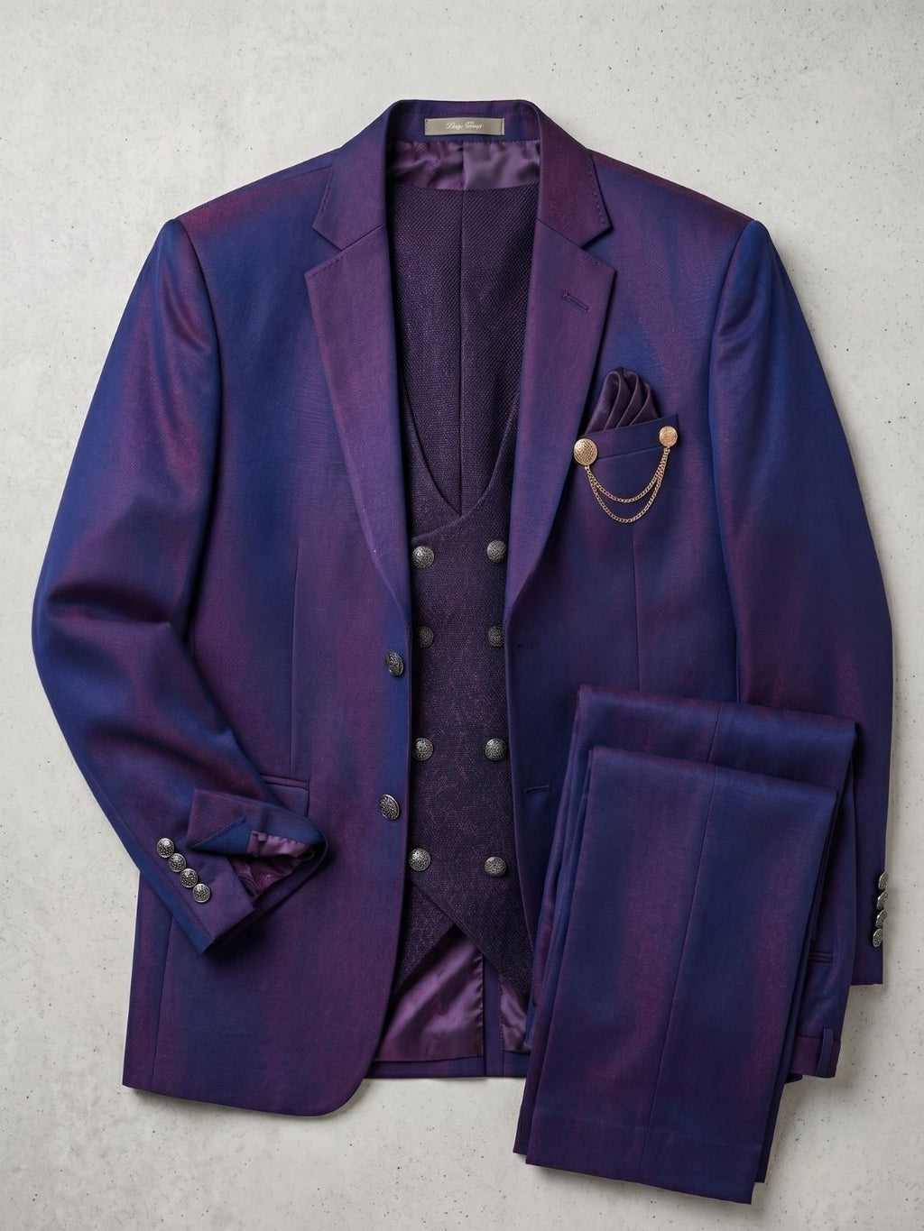 Triangle Premium Iridescent Blue & Purple Three-Piece Suit