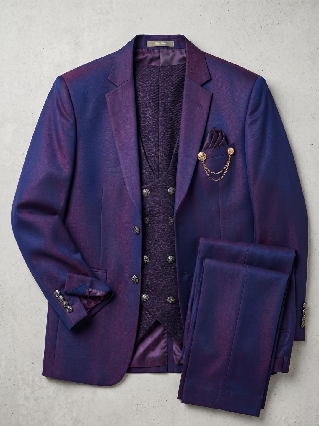 Triangle Premium Iridescent Blue & Purple Three-Piece Suit