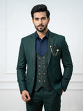 Premium Emerald Green Three-Piece Suit