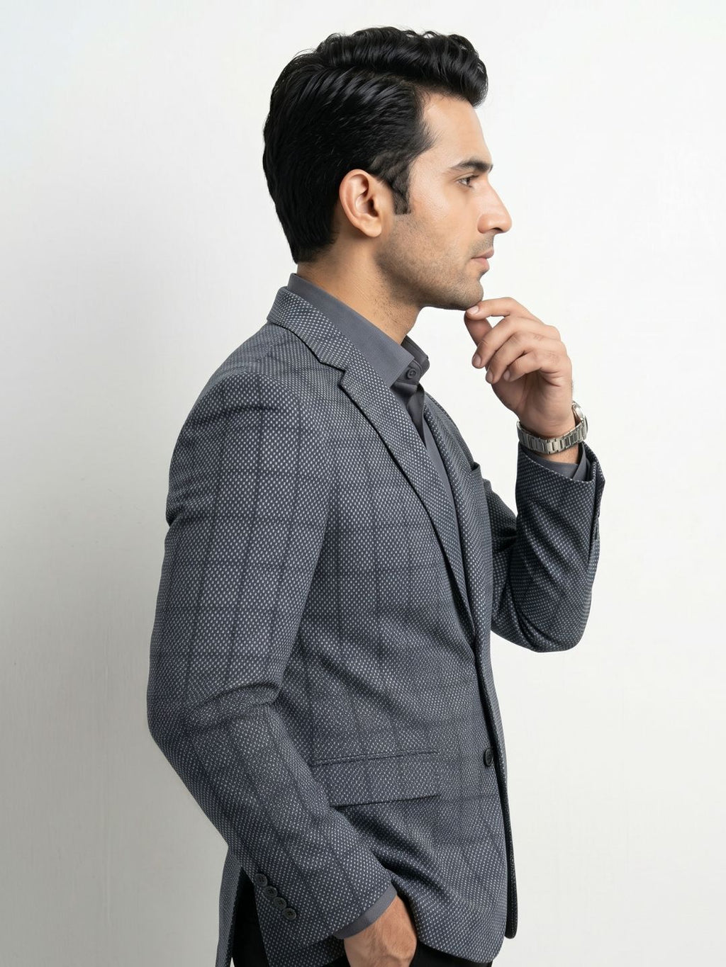 Triangle Premium Grey Textured Blazer