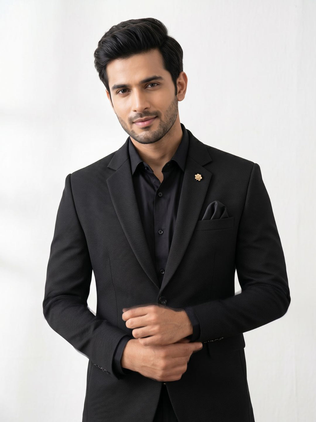 Premium Black Textured Blazer
