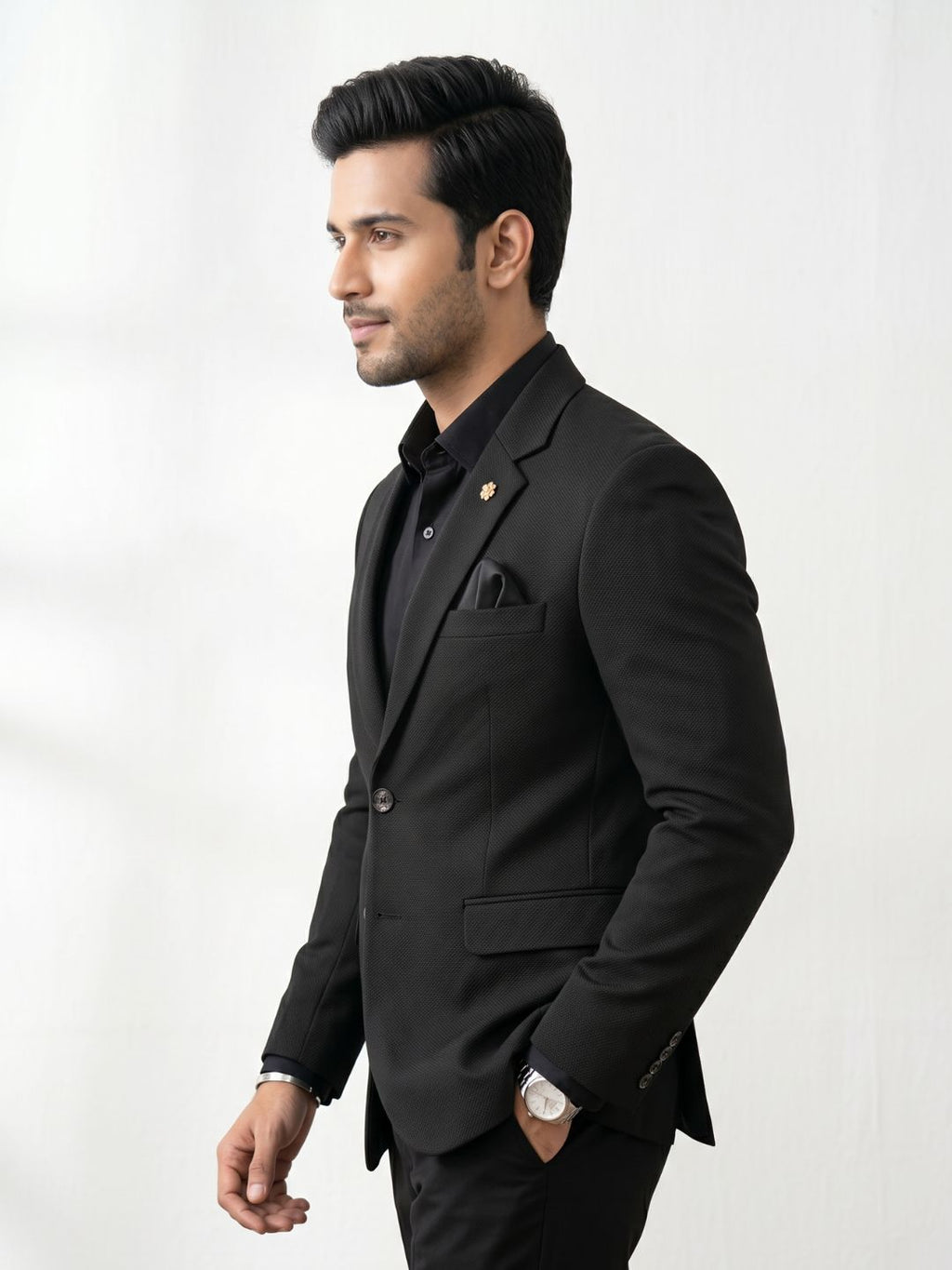 Premium Black Textured Blazer