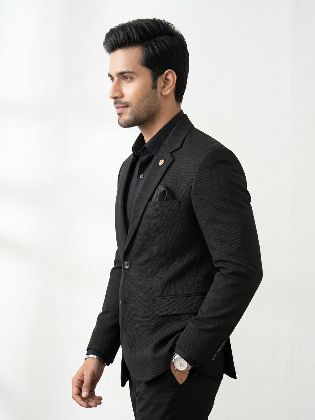Premium Black Textured Blazer