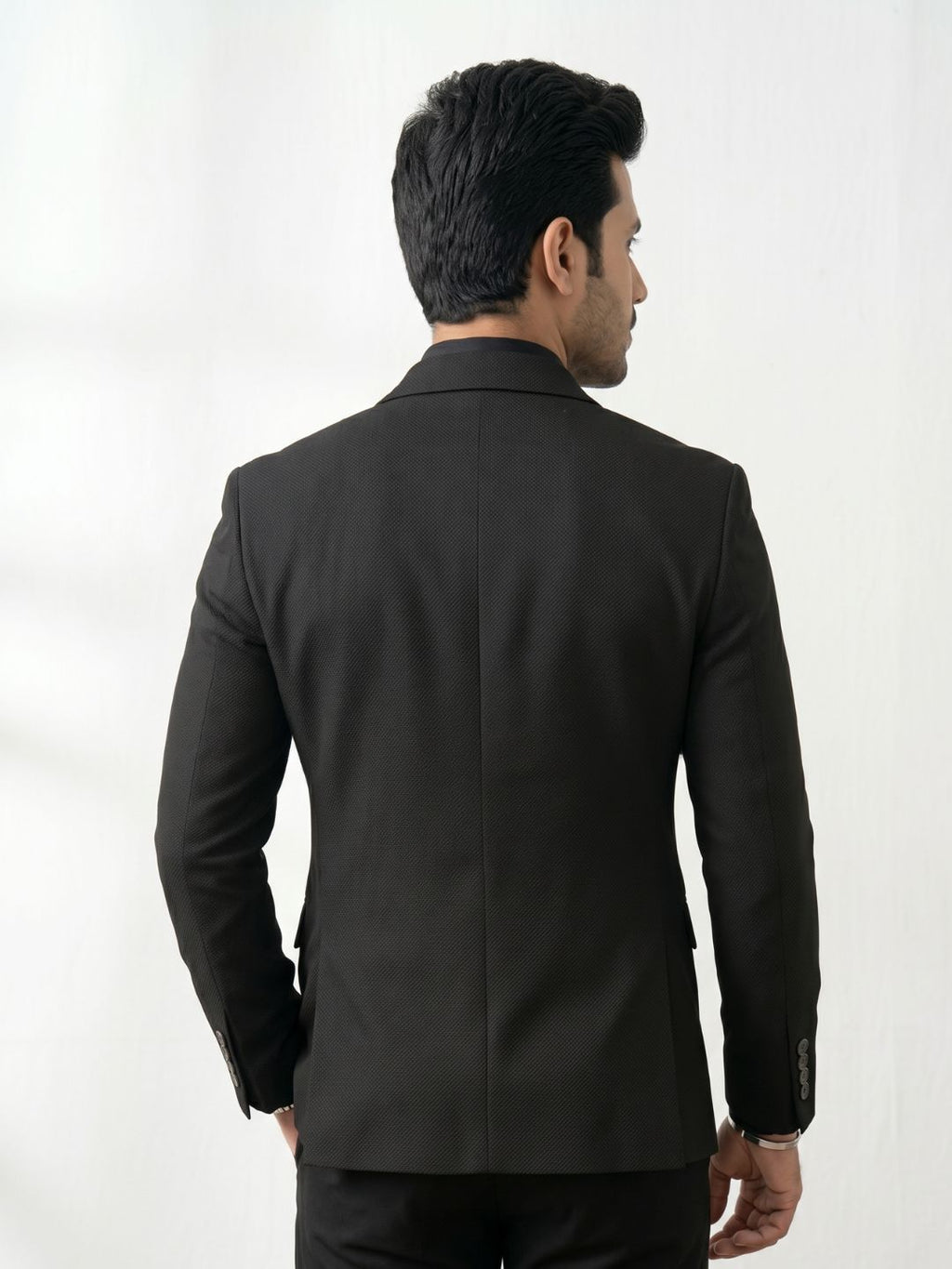 Premium Black Textured Blazer