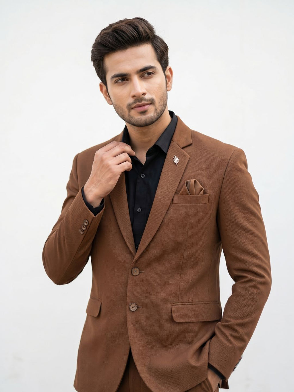Premium Camel Brown Textured Blazer