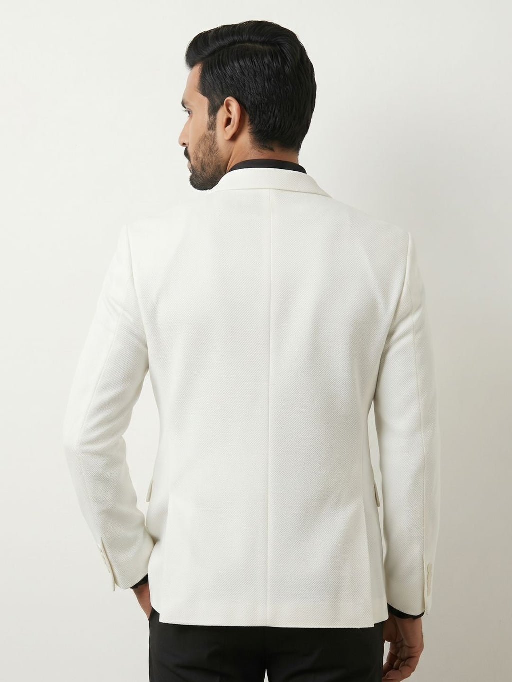 Premium Crisp White Textured Blazer