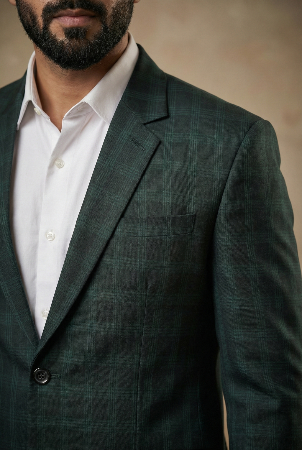 riangle Signature Series: Men’s Bottle Green Checkered Slim-Fit Blazer