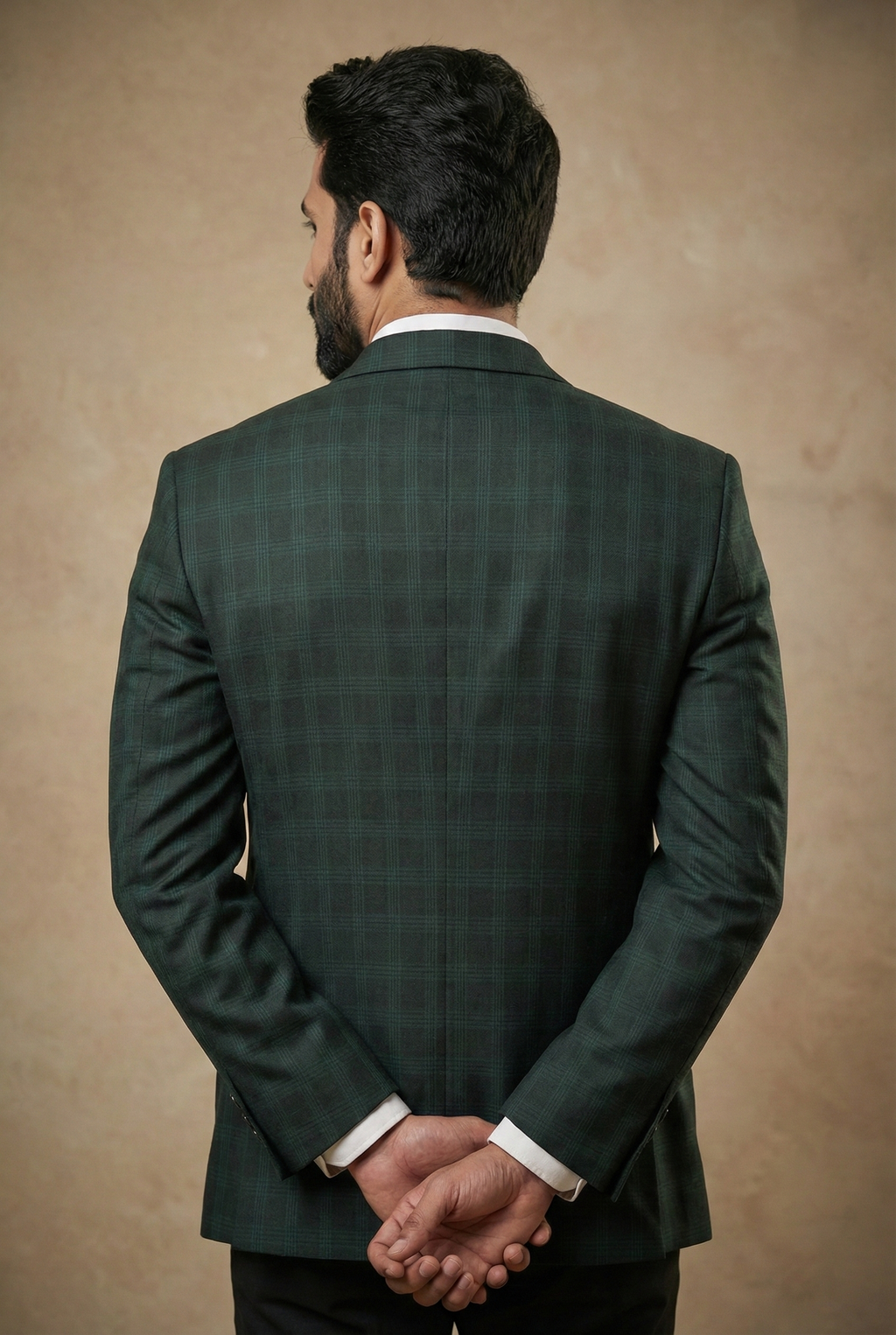 riangle Signature Series: Men’s Bottle Green Checkered Slim-Fit Blazer