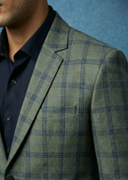 Triangle Men’s Premium Olive Green & Navy Checkered Slim Fit Blazer | Formal & Smart Casual Wear