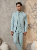 Triangle Pastel Blue Textured Jodhpuri Suit Set
