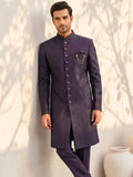 Premium Deep Purple Textured Indo-Western Suit