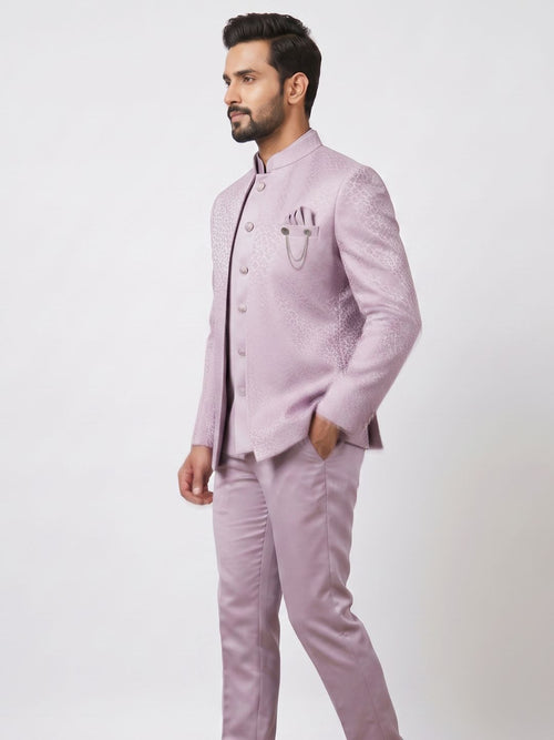 Elegant Lilac Jacquard Indo-Western Suit Set