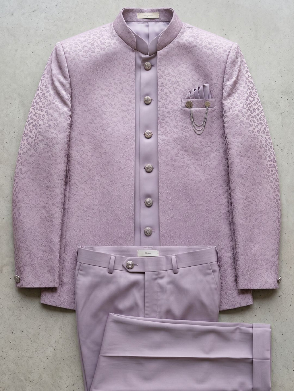 Elegant Lilac Jacquard Indo-Western Suit Set