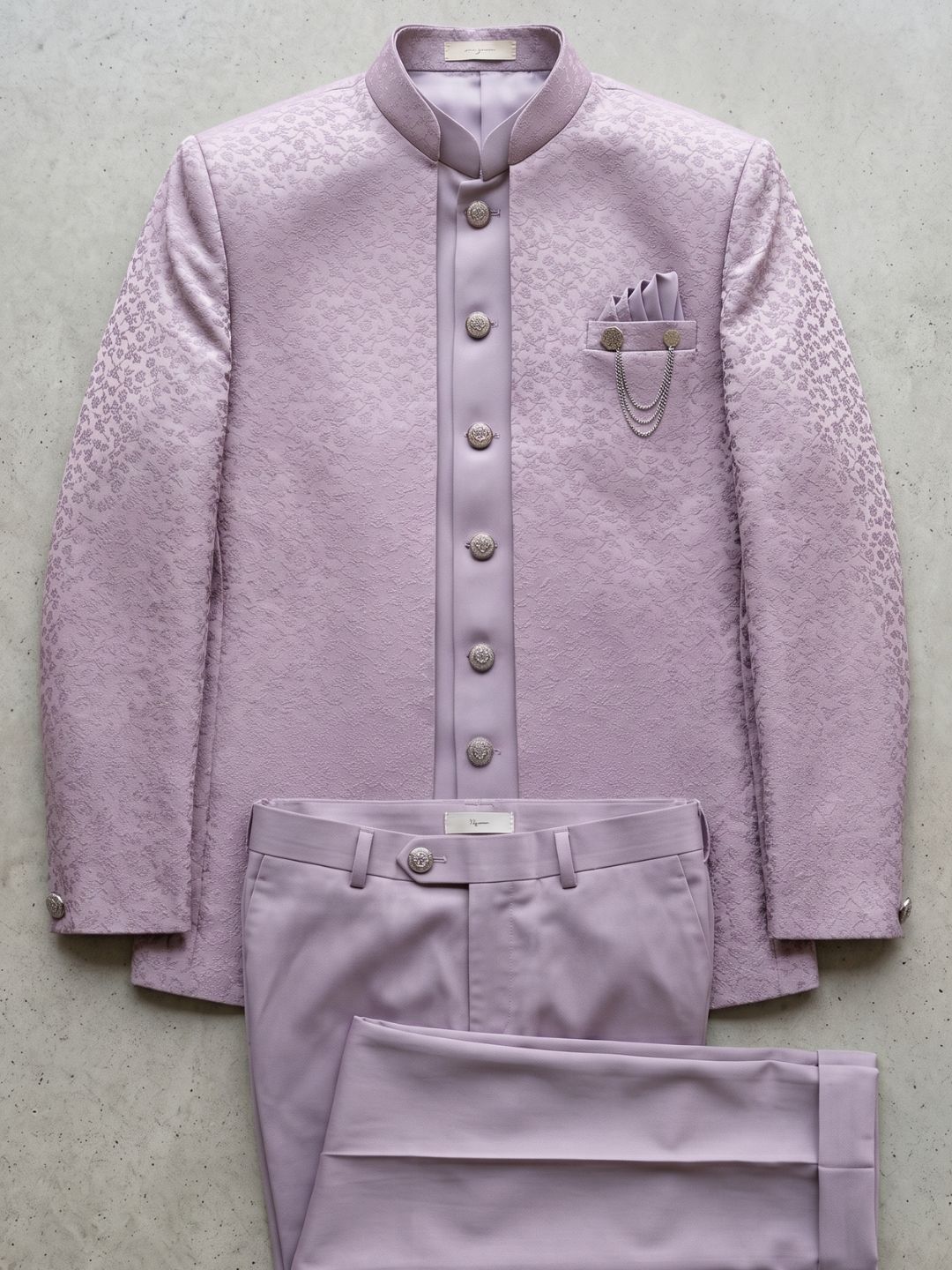 Elegant Lilac Jacquard Indo-Western Suit Set
