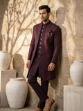 Premium Maroon Patterned Indo-Western Suit