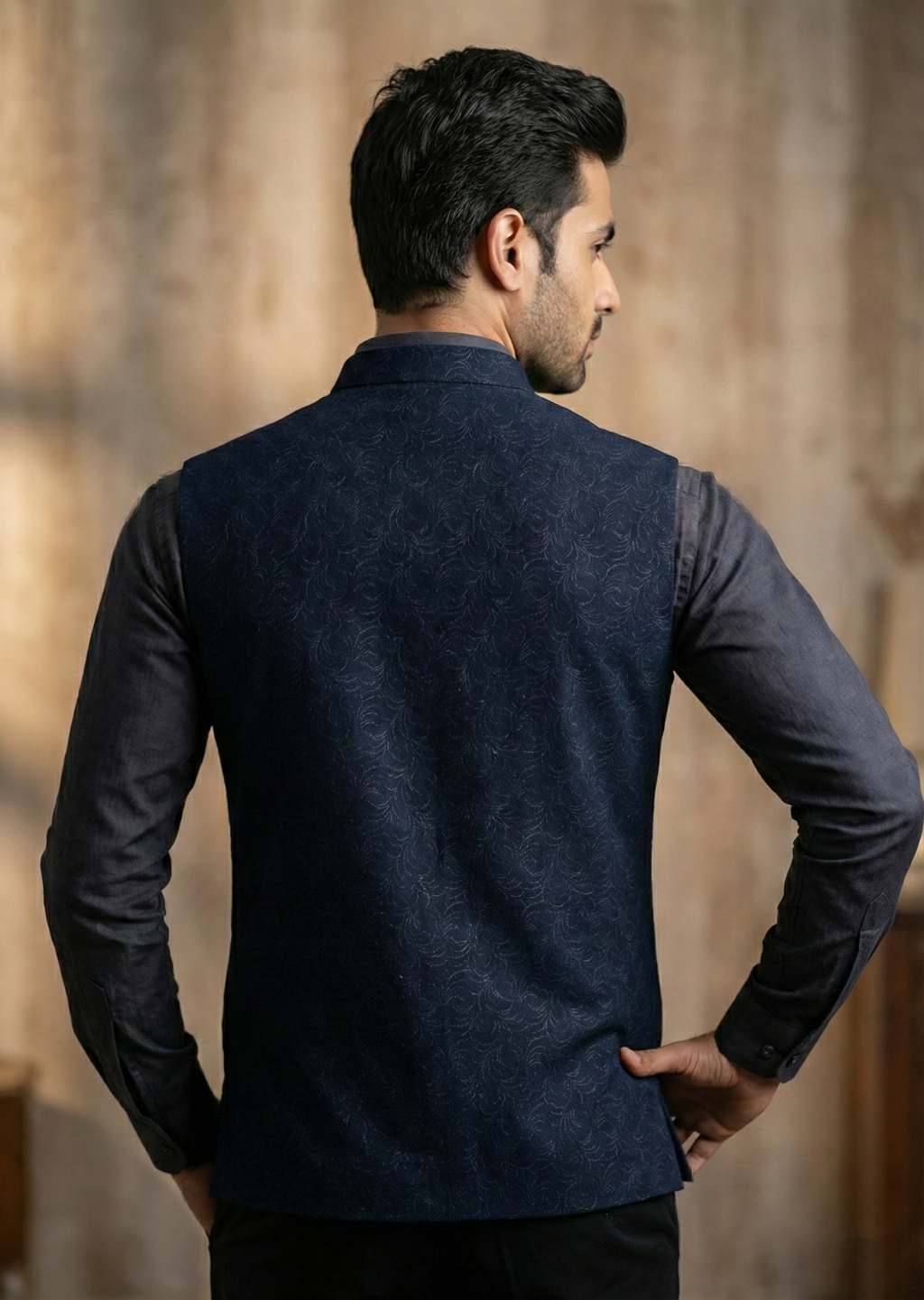 Men Textured Ethnic Jacket