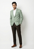 Men Solid Single Breasted Formal Blazer (Green)