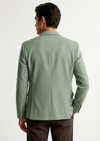 Men Solid Single Breasted Formal Blazer (Green)