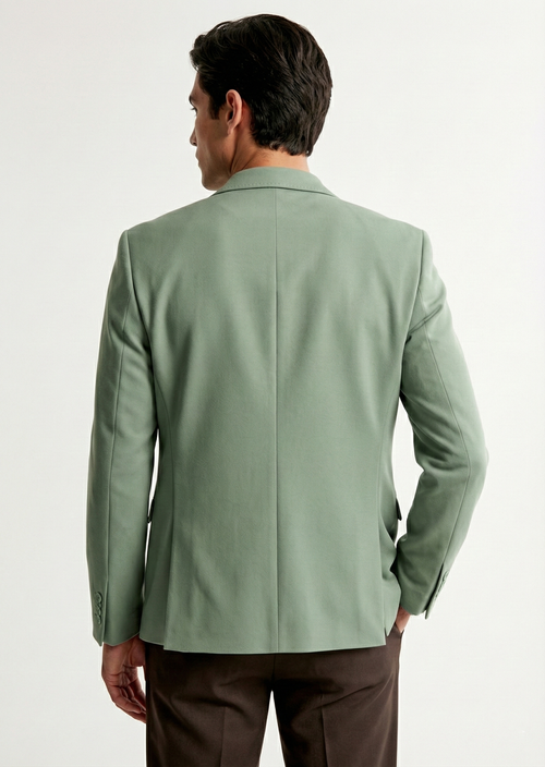 Men Solid Single Breasted Formal Blazer (Green)