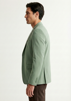 Men Solid Single Breasted Formal Blazer (Green)