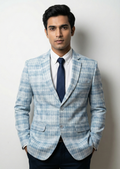 Men Solid Single Breasted Formal Blazer (Blue)
