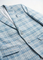 Men Solid Single Breasted Formal Blazer (Blue)