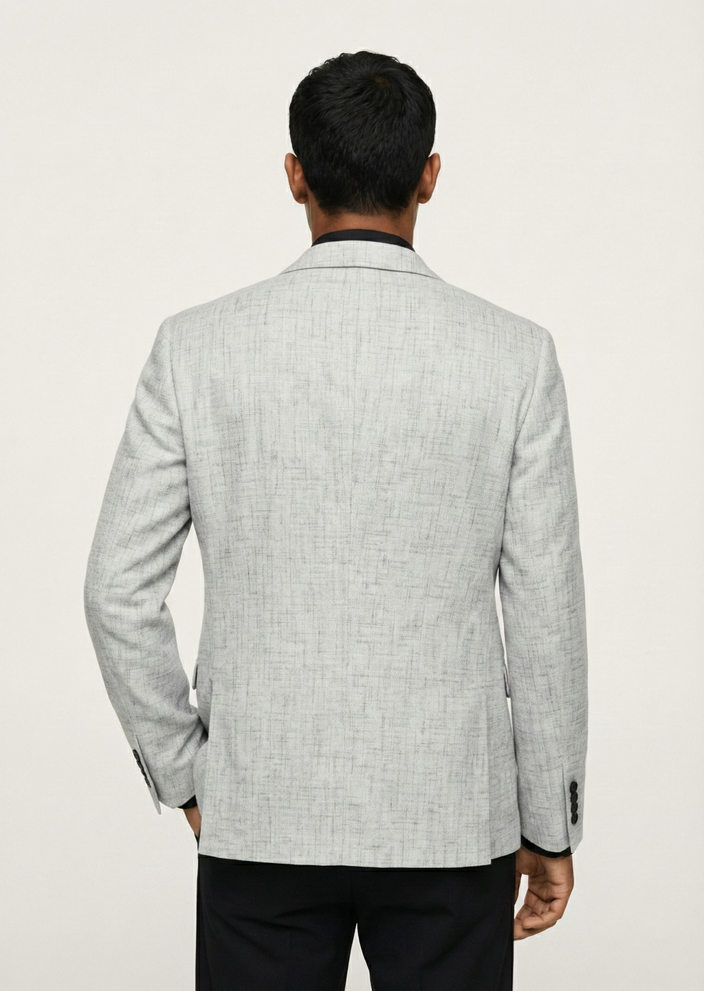 Men Solid Single Breasted Formal Blazer (Grey)
